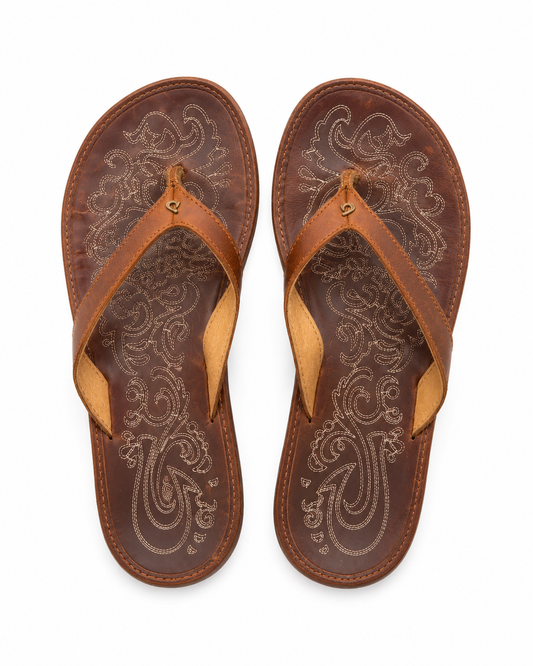 Mahogany Wave Leather Sandals