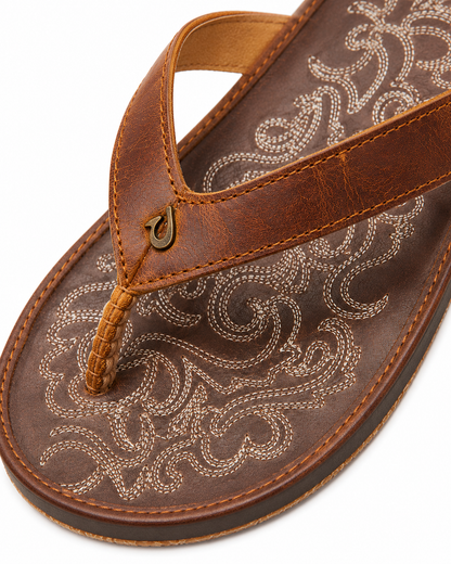 Mahogany Wave Leather Sandals
